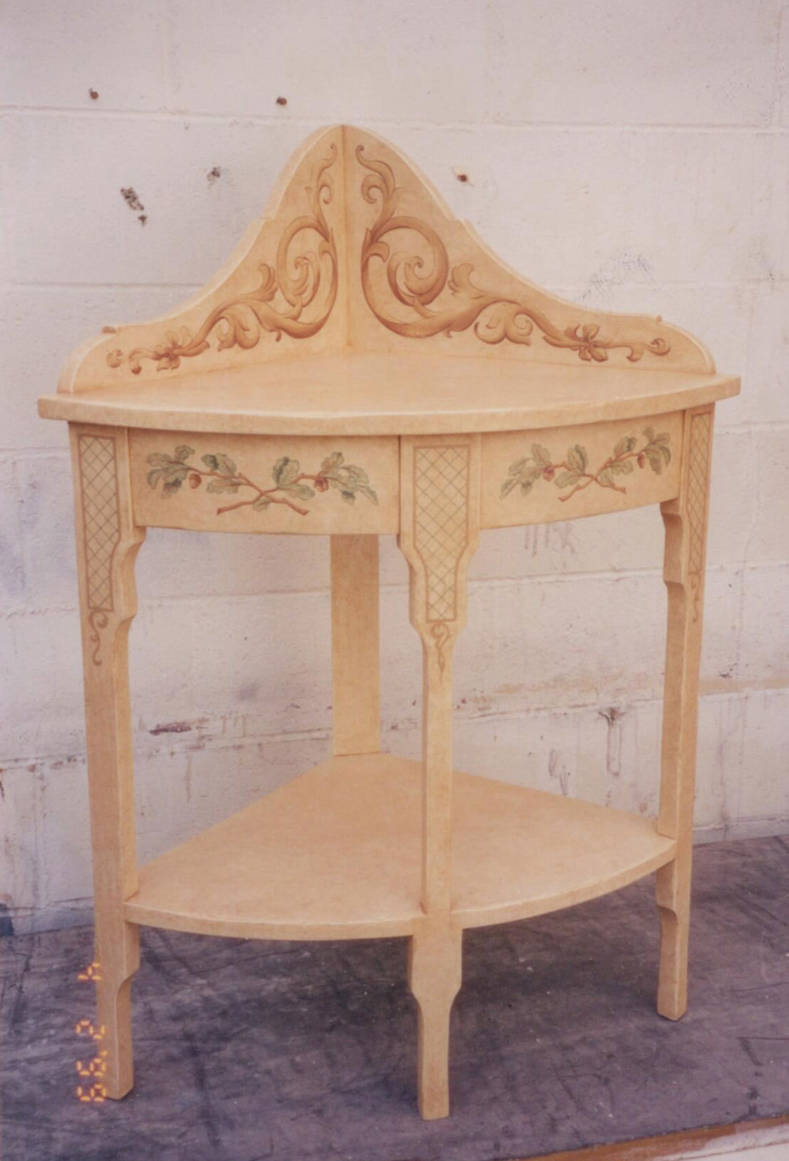 elegant antique dining table with rich wood grain and distressed finish, professional photography