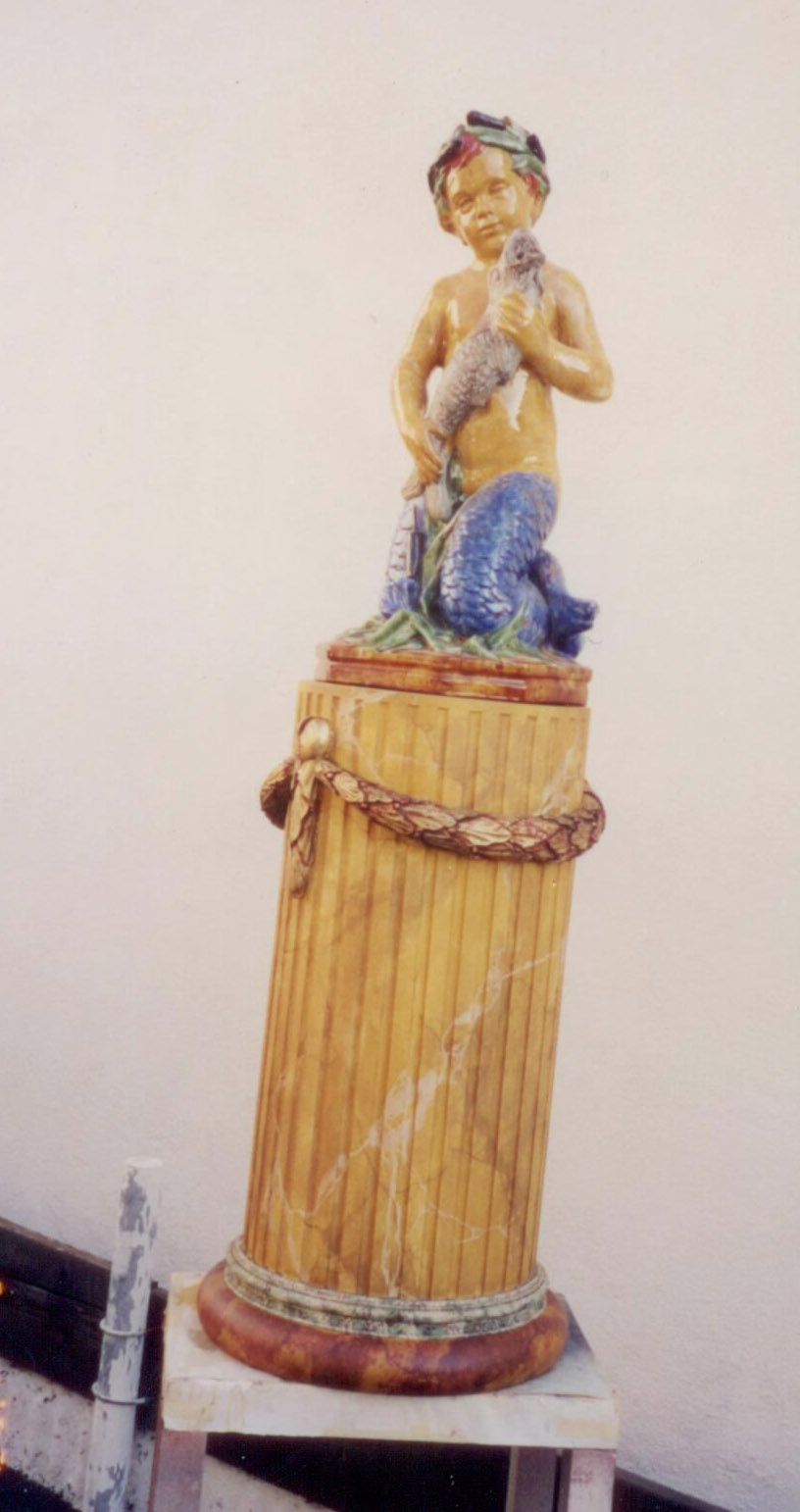 intricate marble pattern with gold veining on furniture piece, artistic close-up